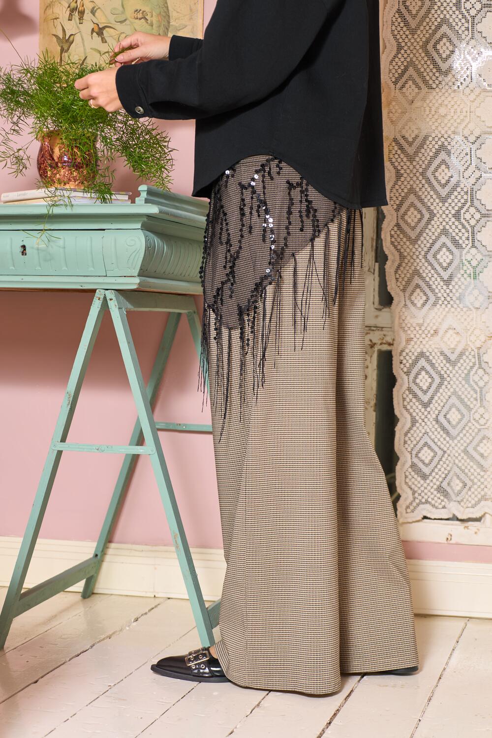 Nita Triangle Sequin tørklæde - sort